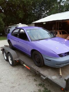 Heather's car on the trailer